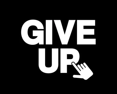 Give up - discouraging hand and cursor is clicking on the text. Negative desp Stock Illustration