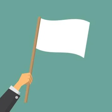 Give up, Hand worker waving a white flag Stock Illustration