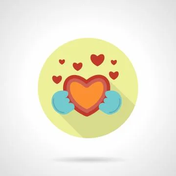 Give heart vector icon flat round style Stock Illustration