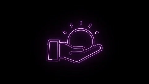 Give Icon Isolated on Black Background, Donation Neon Line Motion Graphic A.. Stock Footage 325613487
