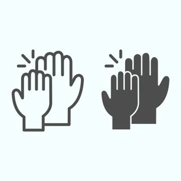 Give me five line and solid icon. Two hands in giving five action vector 스톡 일러스트