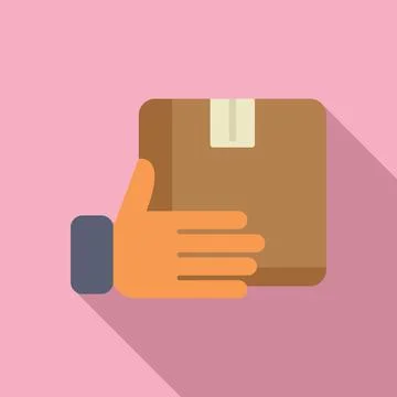 Give parcel icon flat vector. Package shipment 스톡 일러스트