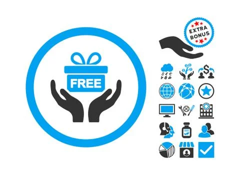 Give Present Flat Vector Icon With Bonus Stock Illustration