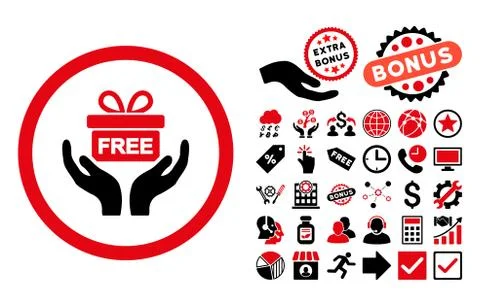 Give Present Flat Vector Icon with Bonus イラスト素材