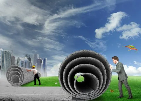 Give space to nature. remove gray of pollution Stock Photos