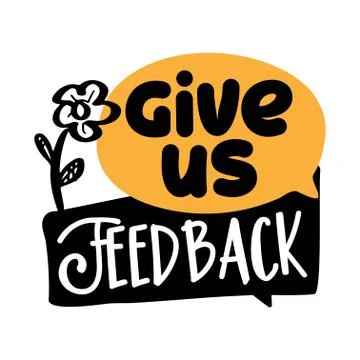 Give us feedback - Speech bubble banner with handwritten text Stock Illustration