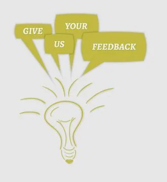 Give us your feedback speech bubbles and bulb 스톡 일러스트