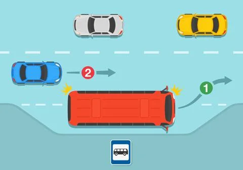 Give way and priority to buses, coaches and trams, especially when they are sign Stock-Illustration