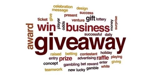 Giveaway animated word cloud, text design animation. Video stock 74831134