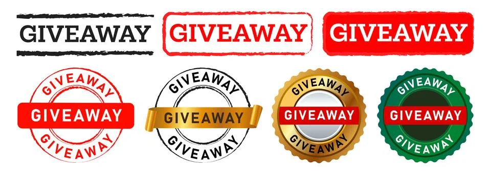 Giveaway circle and rectangle stamp seal emblem label sticker for event Stock Illustration