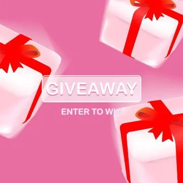 Giveaway. Gift boxes flying in front of pink girly style vector illustration Stock Illustration