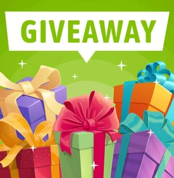 Giveaway gift boxes, vector promotion prizes set Stock Illustration