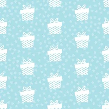 Giveaway holidays repeated pattern, present boxes illustration. Illustrazione stock