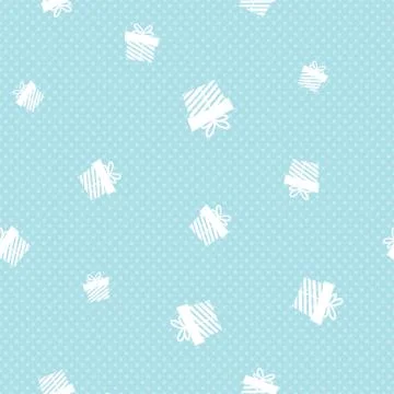 Giveaway holidays seamless pattern, present boxes illustration. Stock Illustration