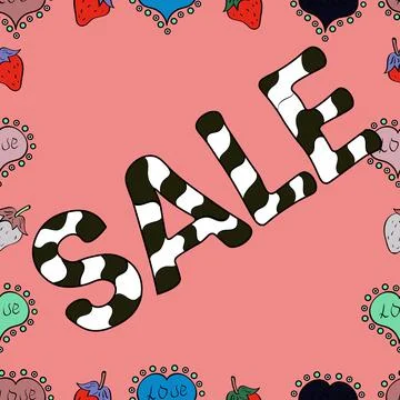 Giveaway poster, card. Seamless pattern. Hand drawn fashion illustration with el Illustrazione stock