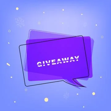 Giveaway square card with speech bubble. Sliced  lettering. Template for soci Stockillustratie