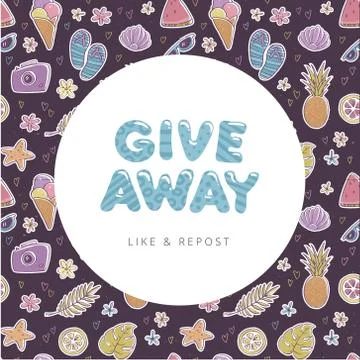 Giveaway summer vector frame template. Illustrazione stock