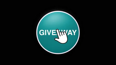 Giveaway Text Button Click Animation on Black Background and Green Screen Stock Footage 155671168