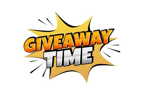 Giveaway time text style effect. Giveaway sticker design Stock Illustration