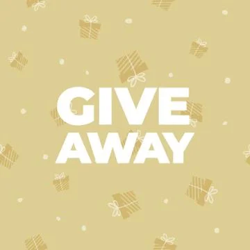 Giveaway vector frame template. Illustration with gift boxes and white dots Stock Illustration
