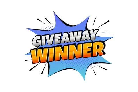 Giveaway winner text style effect. Giveaway sticker design Stock Illustration