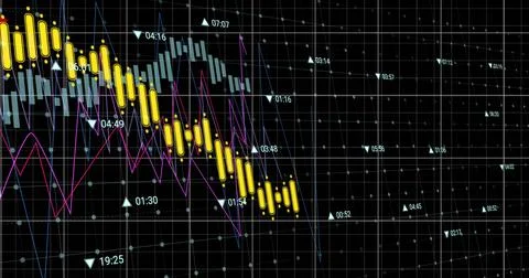 The given image is a digitally generated image of floating diagrams on a black Stock Photos
