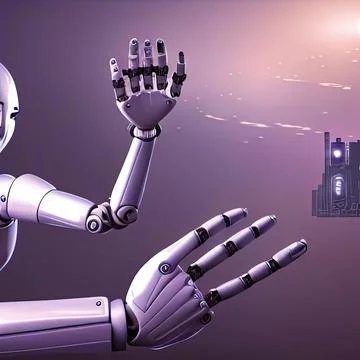 Gives a hand. Two hands in offer position. Artificial intelligence conceptual イラスト素材