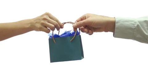 Giving Away a Small Blue Gift Bag 스톡 동영상 42829397