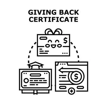 Giving back certificate concept receiving education and financial support Illustrazione stock