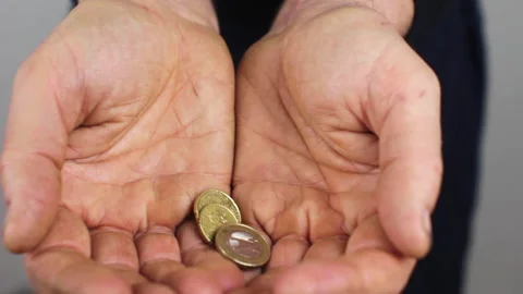 Giving Coins to a Beggar Stock Footage 233458437