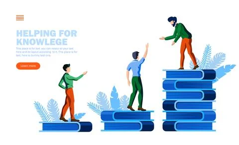 Giving helping hand for knowledge, education vector illustration concept Stock Illustration