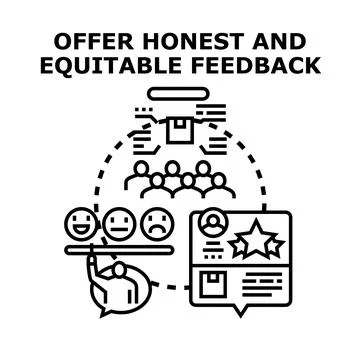 Giving honest and equitable feedback concept evaluation Stock Illustration