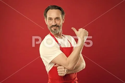Giving instructions. Fine recipe. Ideas and tips. Chief cook and professional Stock Photos