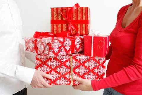 Giving present Stock Photos