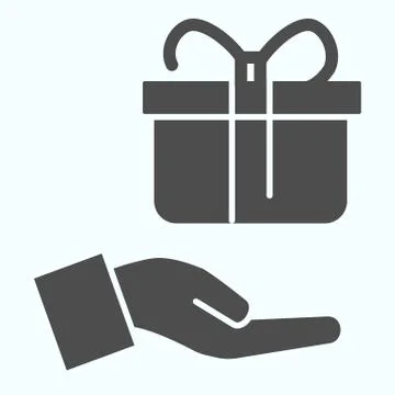 Giving Present solid icon. Gift box with ribbon vector illustration isolated on Stock Illustration