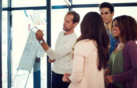 Giving their ideas a visual direction. a group of young designers brainstorming Stock-Fotos
