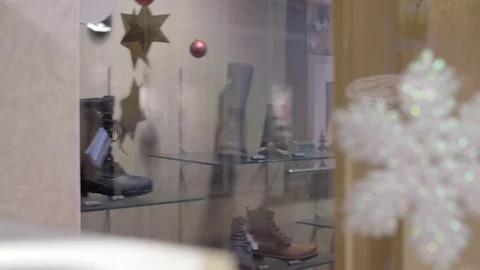 Giwl By the Shop Window Stock Footage 112751472