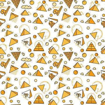Giza Egyptian Pyramids vector Egypt colorful seamless pattern Stock Illustration