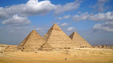 Giza Pyramid Complex, Cairo, Egypt Stock Photos