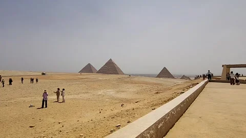 Giza Pyramid Complex in Egypt, view from the desert Stock Footage 311268511