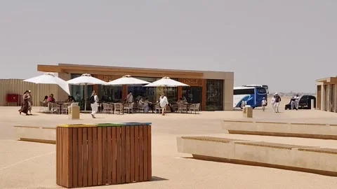 Giza Pyramid Complex in Egypt, view from the desert Stock Footage 311268542