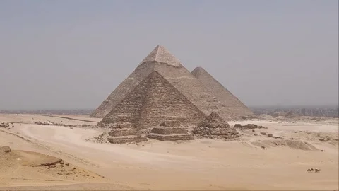 Giza Pyramid Complex in Egypt, view from the desert Stock Footage 311268912