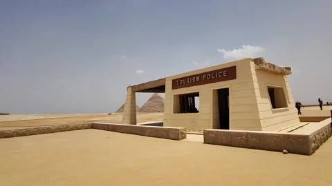 Giza Pyramid Complex in Egypt, view from the desert Stock Footage 311269246