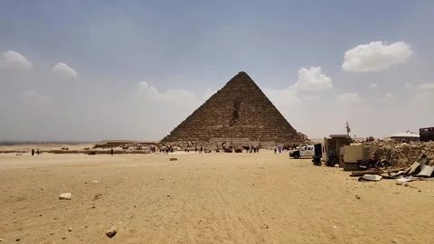Giza Pyramid Complex in Egypt, view from the desert Stock Footage 311269390