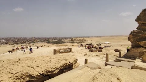 Giza Pyramid Complex in Egypt, view from the desert Stock Footage 311270310