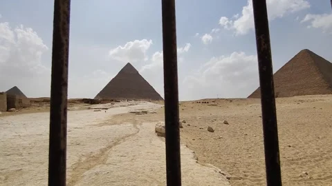 Giza Pyramid Complex in Egypt, view from the desert Stock Footage 311270869