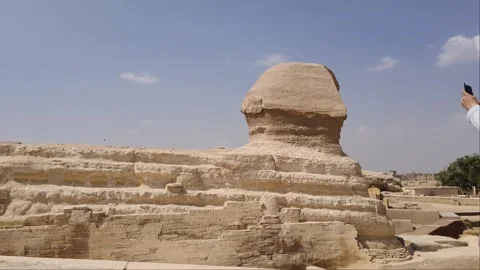 Giza Pyramid Complex in Egypt, view from the desert Stock Footage 311271015