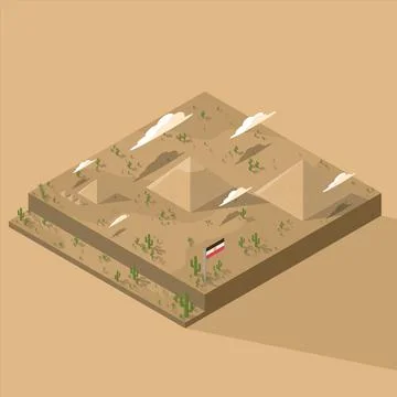 Giza pyramid complex includes the Pyramid of Khufu, Khafre, Menkaure. Stock Illustration