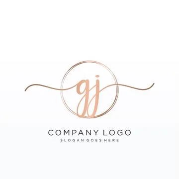 GJ Initial handwriting logo design Stock Illustration