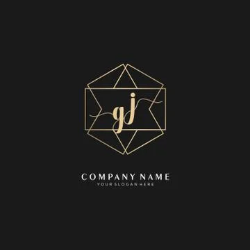 GJ Initial handwriting logo geometric template vector Stock Illustration
